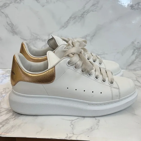 Alexander McQueen Women's Sneakers in White and Gold - Picture 4 of 14